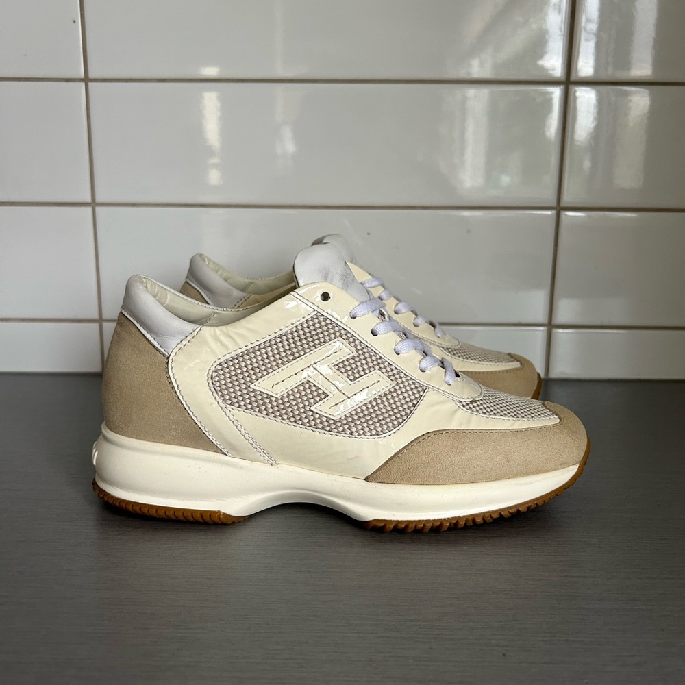 Women’s Hogan Interactive Italian Beige and White Sneakers